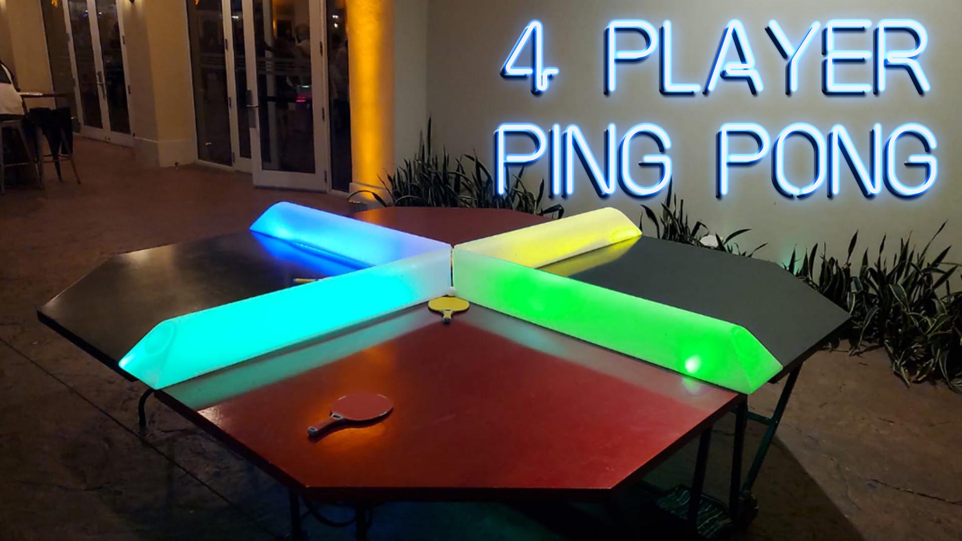 4-player ping pong with LED lights event rental game